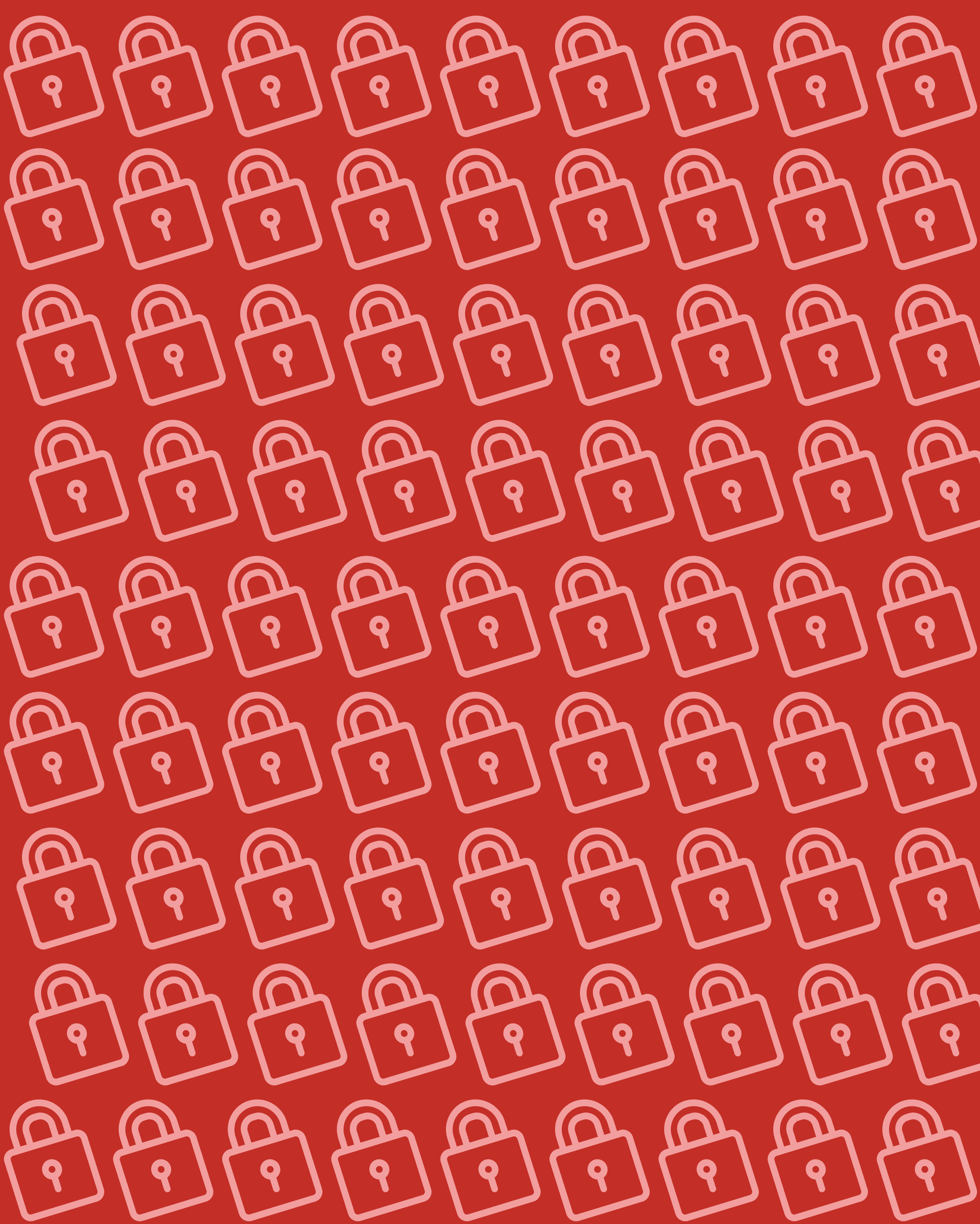 Dark red background with a repeating lighter red iconic padlock symbol