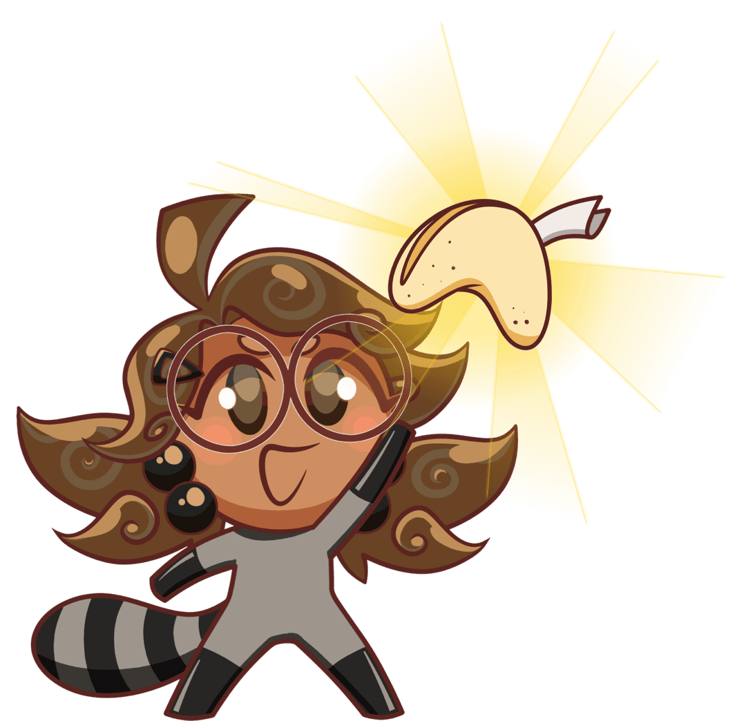 Dazzled by the tasty treat, Boba-tan gazes up with bright eyes as she raises the cookie up for all to see.