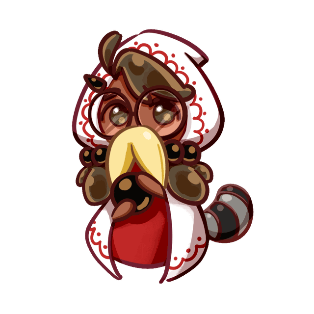 Prophet Boba-tan, in homage to Cookie Run's Prophet Cookie. Wise Boba-tan, garbed in her white and red wizardy cloak, peers over her luxurious fortune cookie beard to deeply ponder the future as seen within her tapioca boba ball.